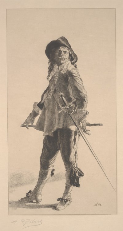Duelisten, tryk lavet af Jean ?Louis ?Ernest Meissonier af Achille Isidore Gilbert