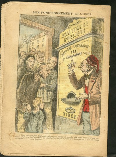 Illustration af Achille Lemot (1846-1909) til forsiden af Le Pelerin, 07/02/09 - Godt fungerende - Familie, Misere, Offentlig assistance af Achille Lemot