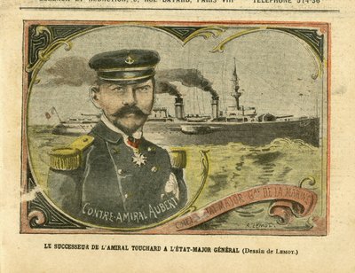 Illustration af Achille Lemot (1846-1909) i Le Pelerin, 27/08/05 - Admiral Touchards efterfølger til generalstaben - Armee, Marine Marine Balneaire, Stab, krigsskibe - Admiral Admirals, Aubert Marie Jacques Charles (1848-1915) ), Touchard Philippe (18 af Achille Lemot