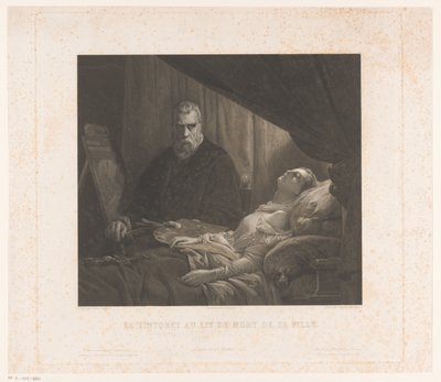 Il Tintoretto portrætterer sin datter på hendes dødsleje Le Tintoret au lit de mort de sa fille (titel på objekt) af Achille Louis Martinet