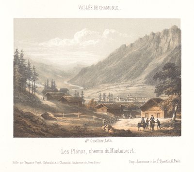Udsigt over Col de Balme bjergpas Col de Balme (titel på objekt) Memory of Chamonix-Mont-Blanc (serietitel) Museum du Mont-Blanc (serietitel på objekt) af Ad. Cuvillier