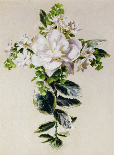 Et blomsterkors (akvarel på papir) af Ada Hanbury