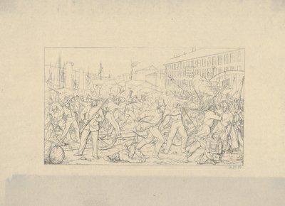 Slaget i Baltimore, 19. april 1861 fra Confederate War Etchings, 1861-63. af Adalbert John Volck