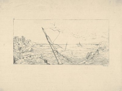 Stenblokade ud for Charleston, South Carolina fra Confederate War Etchings, 1861-63. af Adalbert John Volck