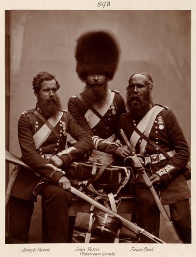 Hughes  Mullins efter Cundall  Howlett - Heroes of the Crimean War - Joseph Numa, John Potter og James Deal fra Coldstream Guards af Adam Cuerden