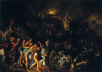 Tysk: Der Brand von Troja The Burning of Troy (Trojas afbrænding) af Adam Elsheimer