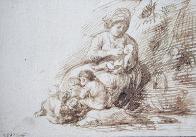 Kvinde ammer af Adam Elsheimer