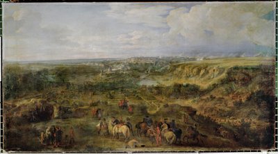 Udsigt over Luxembourg by fra Mansfeld-badene ... af Adam Frans van der (circle of) Meulen