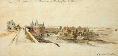 Udsigt over Porte Saint-Pierre i Lille af Adam Frans van der Meulen