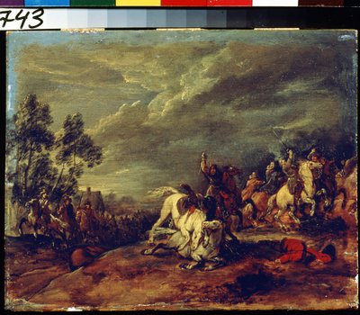 Kamp. En kamp. Maleri Adam Frans van der Meulen (1632-1690). Olie på træ. flamsk kunst, barokstil. Pushkin Museum of Fine Arts, Moskva. af Adam Frans van der Meulen