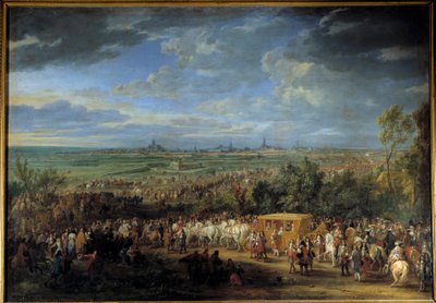 Mellem Kong Ludvig XIV og Dronning Marie Therese 30. juli 1667 i Arras”” Maleri af Adam Van Der Meulen (1632-1690) 1600-tallet søn. 2,32 x 3,31 m af Adam Frans van der Meulen
