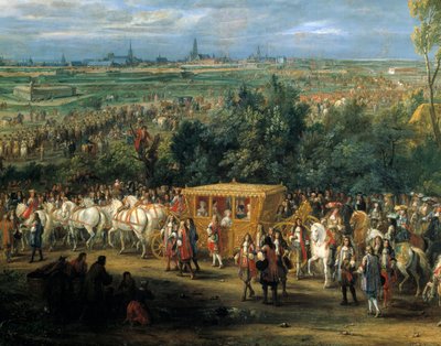 Kong Ludvig XIV og Dronning Marie Therese indtog den 30. juli af Adam Frans van der Meulen