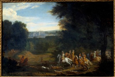 Louis XIV is hunting. Painting by Adam Francois Van Der Meulendani af Adam Frans van der Meulen