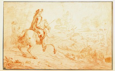 Sanguine-hjortjagt af Adam Van der Meulen (1632-1690) Paris fra det 17. århundrede, Louvre-museet af Adam Frans van der Meulen