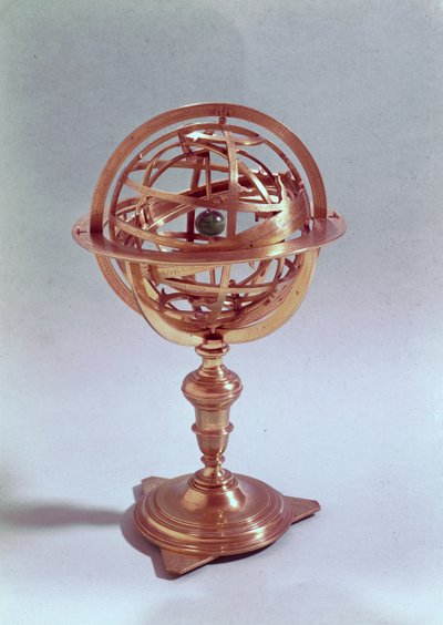 Armillarkugle lavet på det ptolemæiske system, Rom, 1648 (messing) (se også 75480) af Adam Heroldt