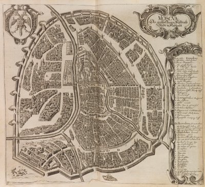 Kort over Moskva. Fra: Øget Ny beskrivelse af Moskoviten..., 1656. af Adam Olearius