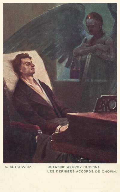 Chopins sidste akkorder (farve litho) af Adam Setkiewicz