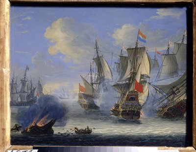 Søslag (Et søslag). Maleri af Adam Silo (1674-1757). Olie på lærred, 25 x 33,5 cm. Hollandsk kunst, barokkunst. Statens kunstmuseum, Tula (eller Tolan). af Adam Silo