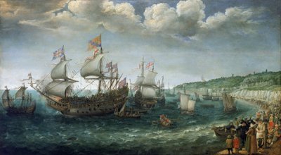 Ombordstigning af Frederik I af Wittelsbach (1596-1632), kurfyrste af Pfalz (som ville blive konge af Bøhmen), på skibet 