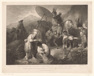 De doop van de kamerling af Philippus Skt. Philip døber evnukken af ​​dronningen af ​​Candace (titel på objektet) af Adam von Bartsch