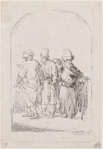 Gruppe på fire stående mænd i orientalsk dragt, 1795. af Adam von Bartsch