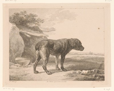 Stående hund i et landskab Dyr efter malerier af hollandske mestre (serietitel) Différens animaux graves d