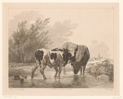 To køer i et vandløb Dyr efter malerier af hollandske mestre (serietitel) Différens animaux graves d