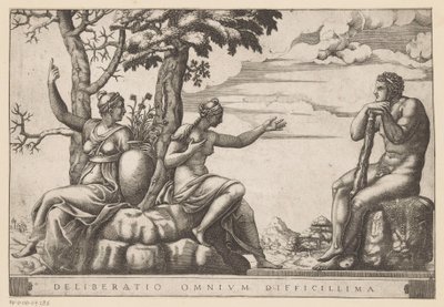 Hercules op de tweesprong Den sværeste beslutning af alle (titel på objekt) af Adamo Scultori