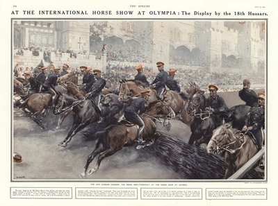 Udstilling af de 18. husarer ved International Horse Show i Olympia, London, 1914 af Addison Thomas Millar