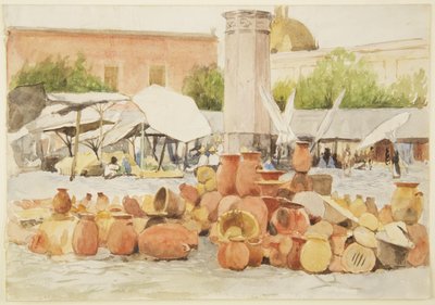 Et marked i Mexico (akvarel) af Adela Breton
