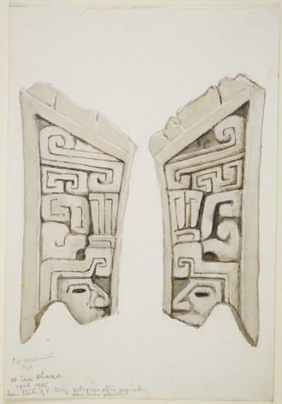 Arved stenrelief fra Veracruz, Mexico (akvarel) af Adela Breton