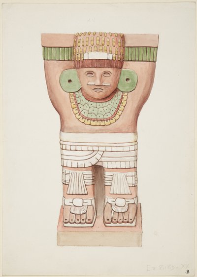 Karyatid fra det ydre kammer, Temple A, boldbanetemplet, Chichen Itza, Mexico af Adela Breton