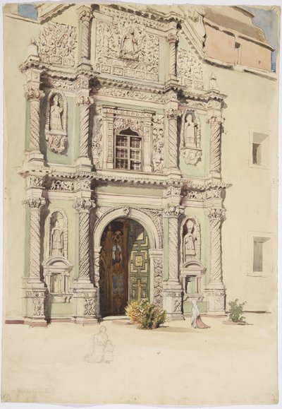 Katedral, Aquascalientes (akvarel) af Adela Breton