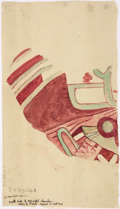 Kopi af et fragment af et vægmaleri fra Teotihuacan, Mexico State af Adela Breton