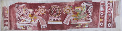 Kopi af et vægmaleri fra Casa de Barrios i Teopancaxco, Teotihuacan, Mexico State af Adela Breton