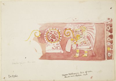 Fresko fra Casa de Barrios, Teopancaxco, Teotihuacan, Mexico (akvarel) af Adela Breton