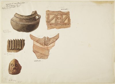 Keramikfragmenter (akvarel) af Adela Breton