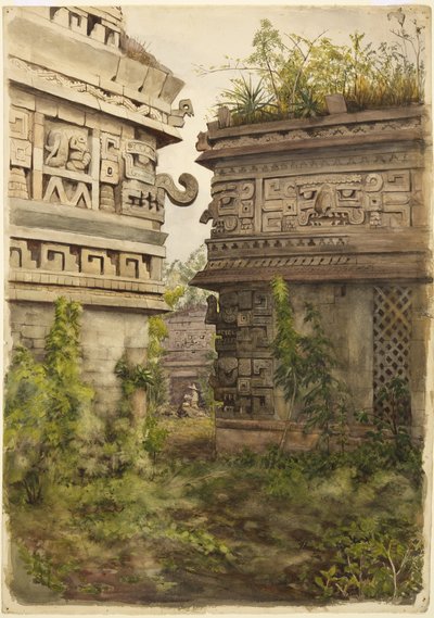 Scene from Chichen Itza, Mexico (watercolor on paper) af Adela Breton
