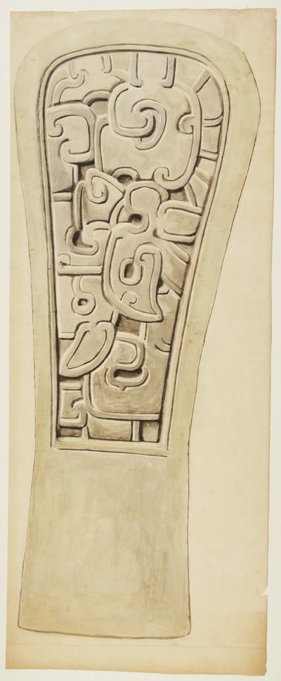Stenrelief fra Veracruz, Mexico (akvarel og grafit) af Adela Breton