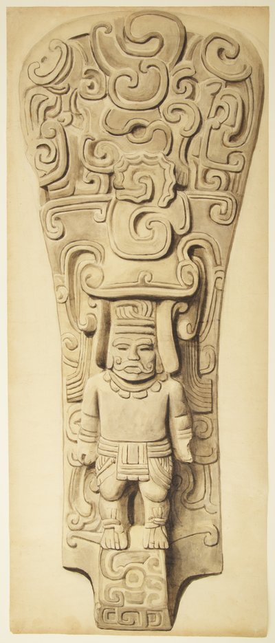 Stenrelief fra Veracruz, Mexico (akvarel og grafit) af Adela Breton