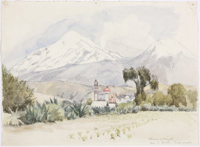 Volcano of Orizaba fra San Andrés, Chalchicomula (akvarel) af Adela Breton