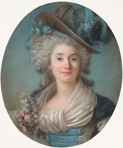 En moderigtig adelsdame iført en plymerhat af Adelaide Labille Guiard