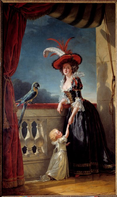 Portræt i foden af Louise Elisabeth af Frankrig (datter af Ludvig XV) hertuginde af Parma (1727-1759) og hendes søn Don Ferdinand (1751-1802) Maleri af Adelaide Labille Guiard (1749-1803) 1788 Søn. 2,72x1,6 m af Adelaide Labille Guiard