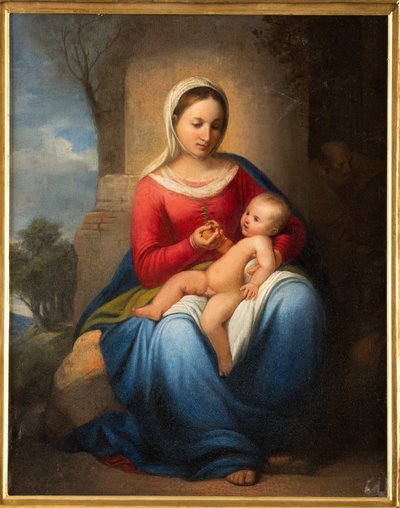 Madonna og Jesusbarnet (olie på lærred) af Adeodato Malatesta or Malatesti