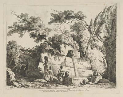 Titelblad fra Forskellige udsigter hentet fra naturen... i omgivelserne i Rom..., 1700-tallet. af Adélaide Allou