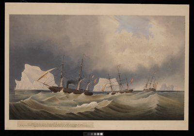 H.M.S. Phoenix med ledsagere, The Diligence og Breadalbane, blandt isbjergene af Admiral Edward Augustus Inglefield