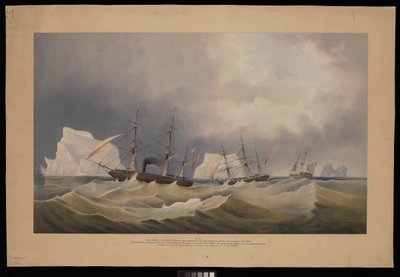 H.M.S. Phoenix med ledsagere, The Diligence og Breadalbane, blandt isbjergene af Admiral Edward Augustus Inglefield