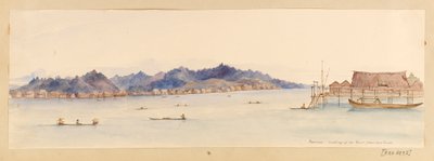 Borneo - Looking up the River from our house fra West Indies, North American and Borneo scrapbook, ca. 1845 (Akvarel) af Admiral Sir Edward Gennys Fanshawe