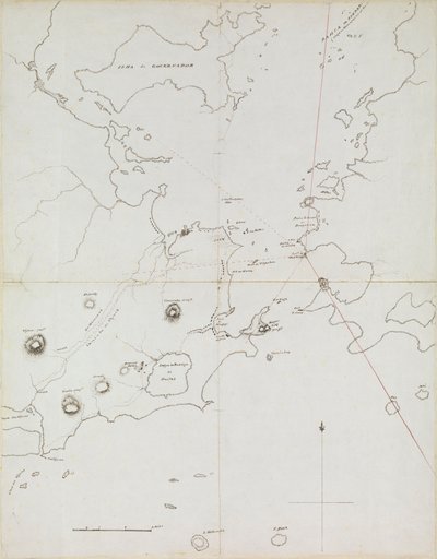 Kort over havnen i Rio de Janeiro, Brasilien, ca. 1849 (pen, blæk) af Admiral Sir Edward Gennys Fanshawe
