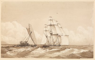 Dobbelt kano ud for Moalu, Feejee-øerne, 26. september 1849 [Fiji]. af Admiral Sir Edward Gennys Fanshawe
